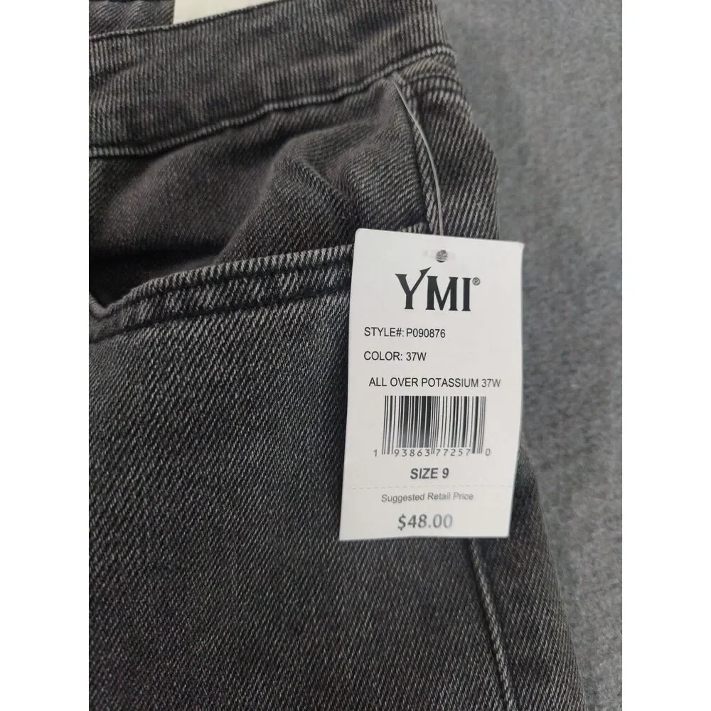 NWT YMI High Rise Wide Leg Studded Gray Jeans Size 9/29
